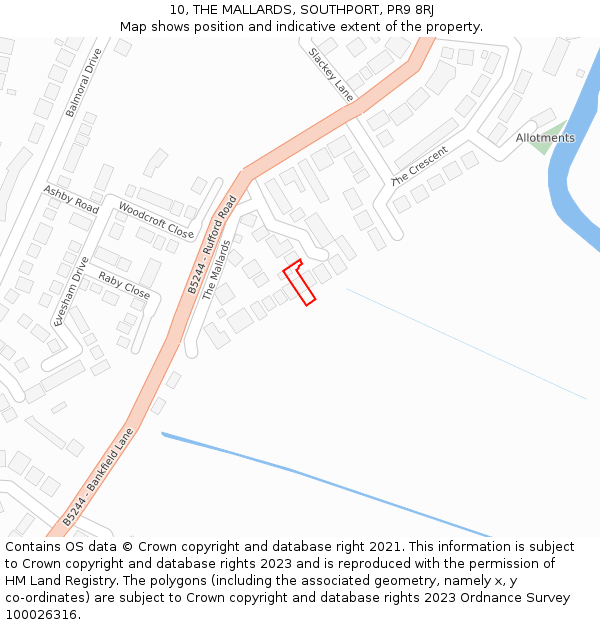 10, THE MALLARDS, SOUTHPORT, PR9 8RJ: Location map and indicative extent of plot