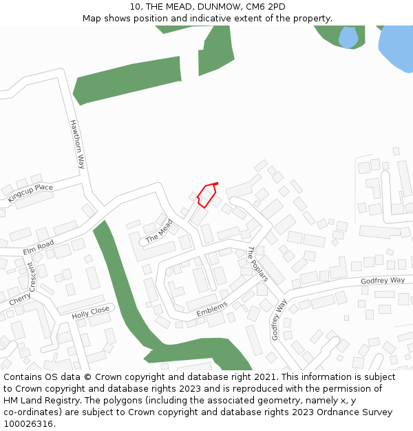 10, THE MEAD, DUNMOW, CM6 2PD: Location map and indicative extent of plot