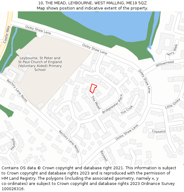 10, THE MEAD, LEYBOURNE, WEST MALLING, ME19 5QZ: Location map and indicative extent of plot