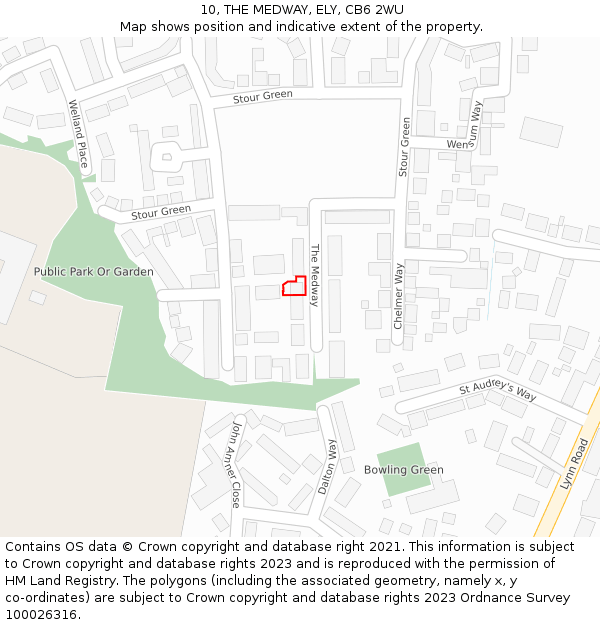 10, THE MEDWAY, ELY, CB6 2WU: Location map and indicative extent of plot
