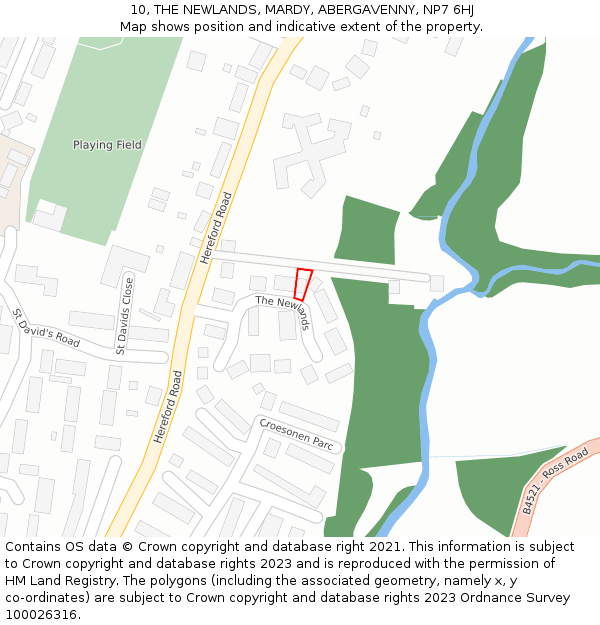 10, THE NEWLANDS, MARDY, ABERGAVENNY, NP7 6HJ: Location map and indicative extent of plot