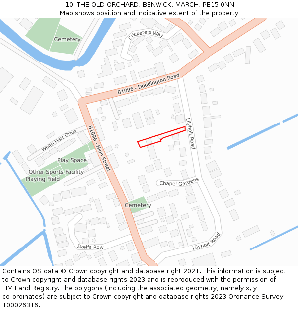 10, THE OLD ORCHARD, BENWICK, MARCH, PE15 0NN: Location map and indicative extent of plot