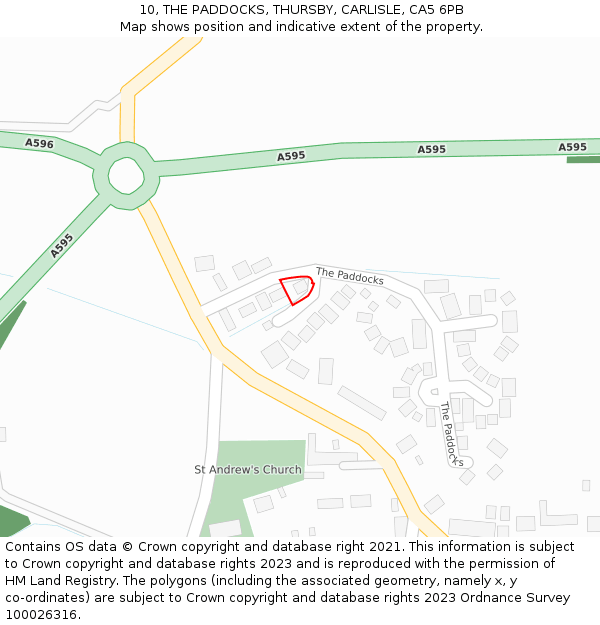10, THE PADDOCKS, THURSBY, CARLISLE, CA5 6PB: Location map and indicative extent of plot