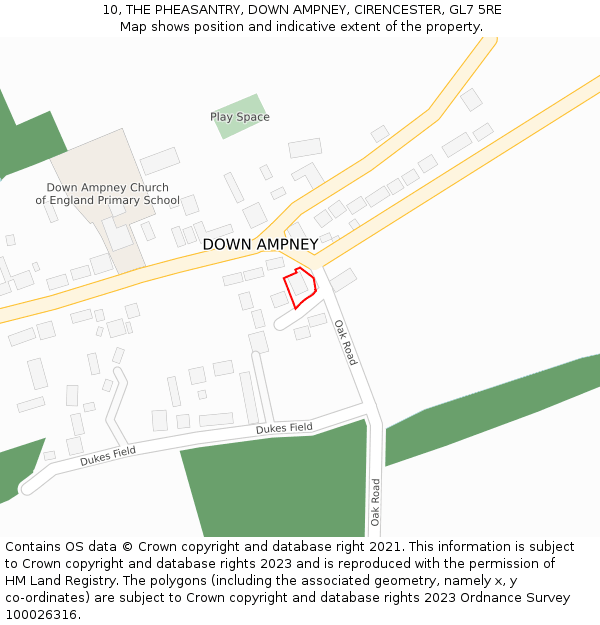 10, THE PHEASANTRY, DOWN AMPNEY, CIRENCESTER, GL7 5RE: Location map and indicative extent of plot