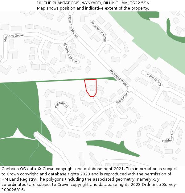 10, THE PLANTATIONS, WYNYARD, BILLINGHAM, TS22 5SN: Location map and indicative extent of plot