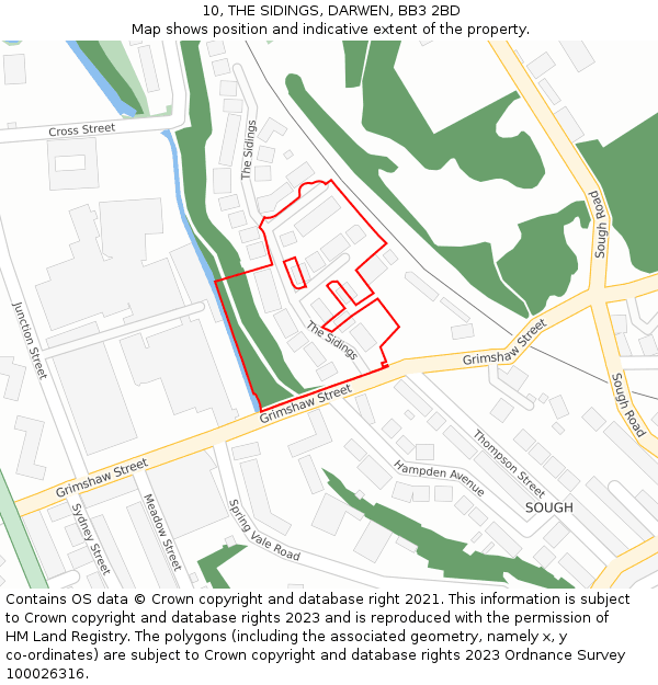 10, THE SIDINGS, DARWEN, BB3 2BD: Location map and indicative extent of plot