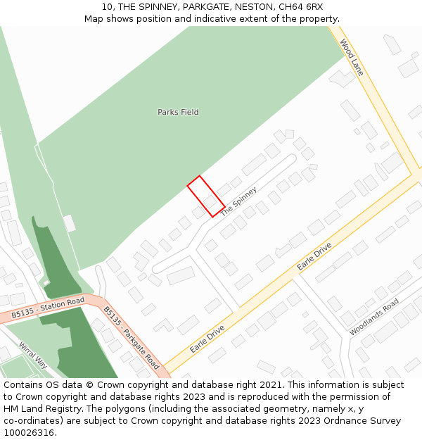 10, THE SPINNEY, PARKGATE, NESTON, CH64 6RX: Location map and indicative extent of plot