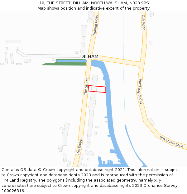 10, THE STREET, DILHAM, NORTH WALSHAM, NR28 9PS: Location map and indicative extent of plot