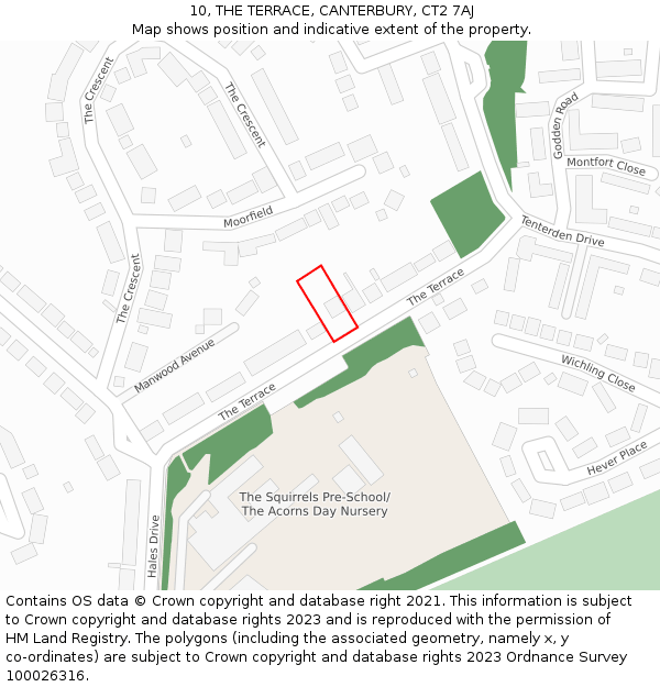 10, THE TERRACE, CANTERBURY, CT2 7AJ: Location map and indicative extent of plot