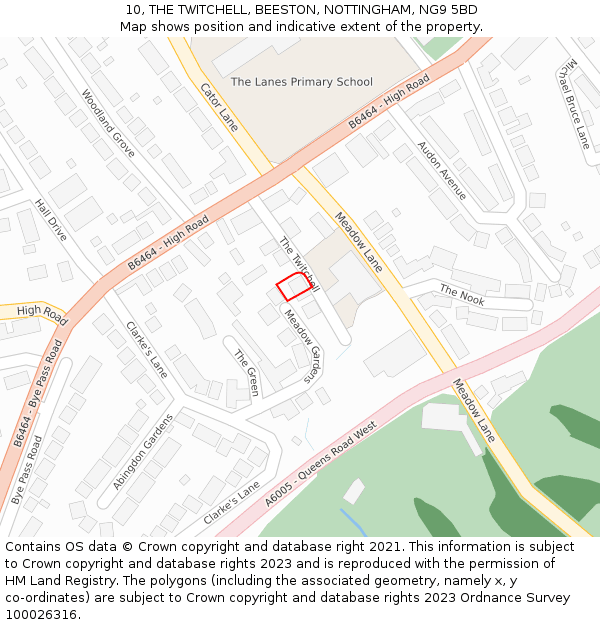 10, THE TWITCHELL, BEESTON, NOTTINGHAM, NG9 5BD: Location map and indicative extent of plot