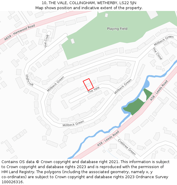 10, THE VALE, COLLINGHAM, WETHERBY, LS22 5JN: Location map and indicative extent of plot