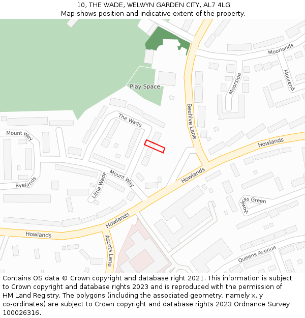 10, THE WADE, WELWYN GARDEN CITY, AL7 4LG: Location map and indicative extent of plot