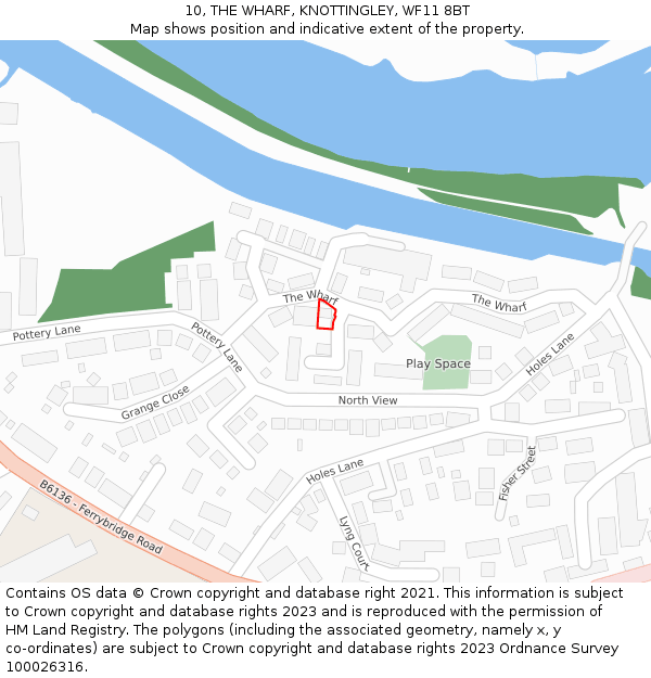 10, THE WHARF, KNOTTINGLEY, WF11 8BT: Location map and indicative extent of plot