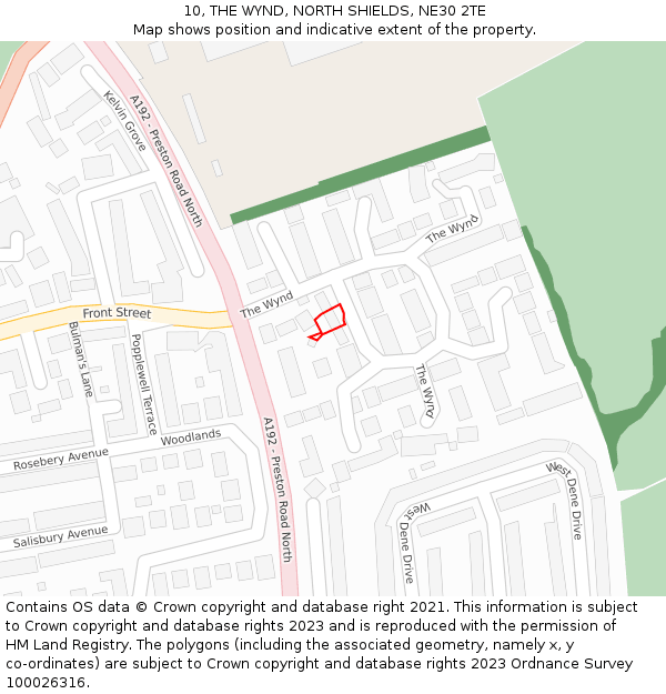 10, THE WYND, NORTH SHIELDS, NE30 2TE: Location map and indicative extent of plot