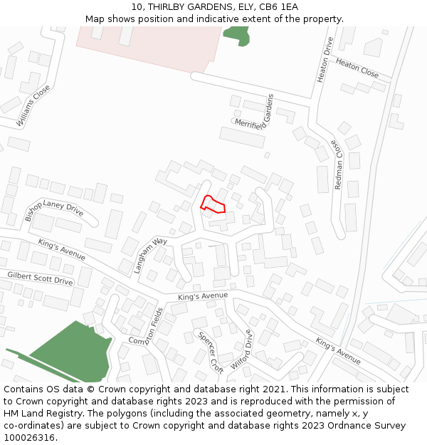 10, THIRLBY GARDENS, ELY, CB6 1EA: Location map and indicative extent of plot