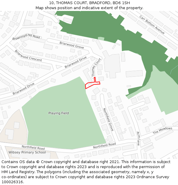 10, THOMAS COURT, BRADFORD, BD6 1SH: Location map and indicative extent of plot