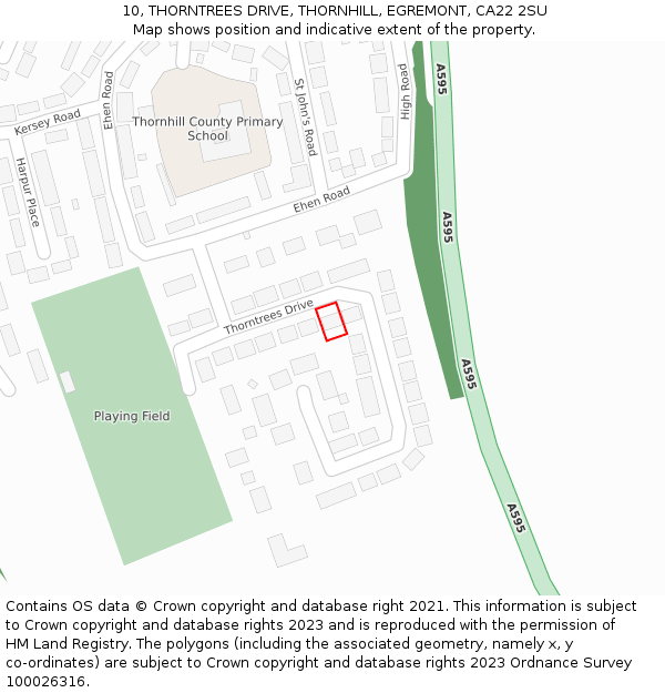 10, THORNTREES DRIVE, THORNHILL, EGREMONT, CA22 2SU: Location map and indicative extent of plot