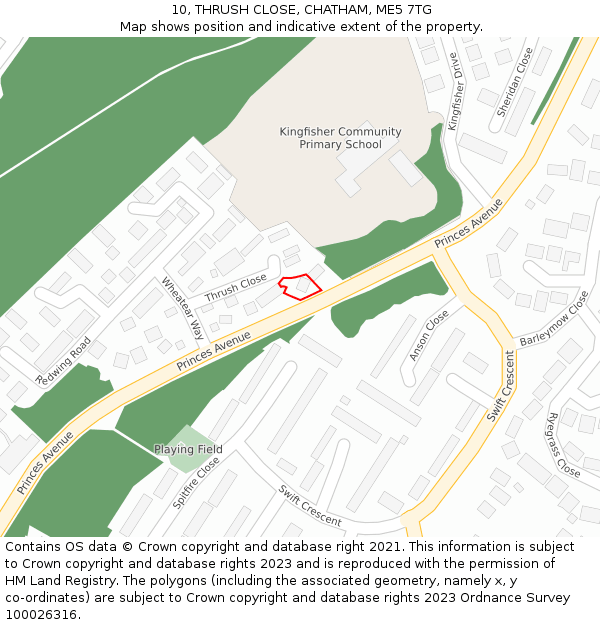 10, THRUSH CLOSE, CHATHAM, ME5 7TG: Location map and indicative extent of plot