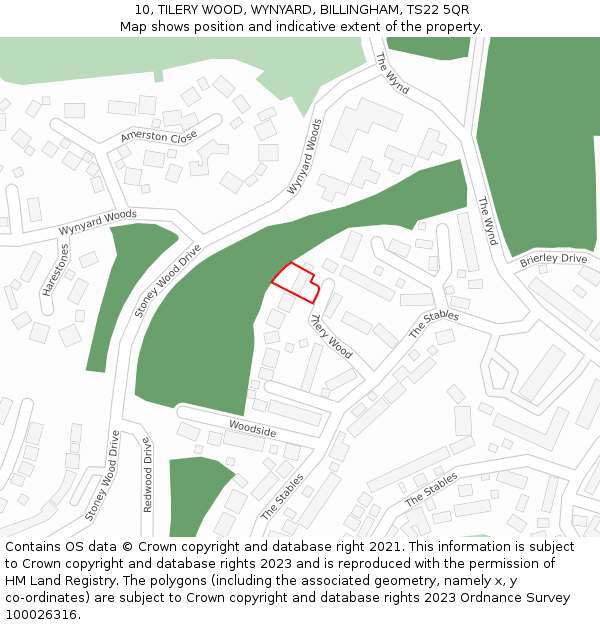 10, TILERY WOOD, WYNYARD, BILLINGHAM, TS22 5QR: Location map and indicative extent of plot