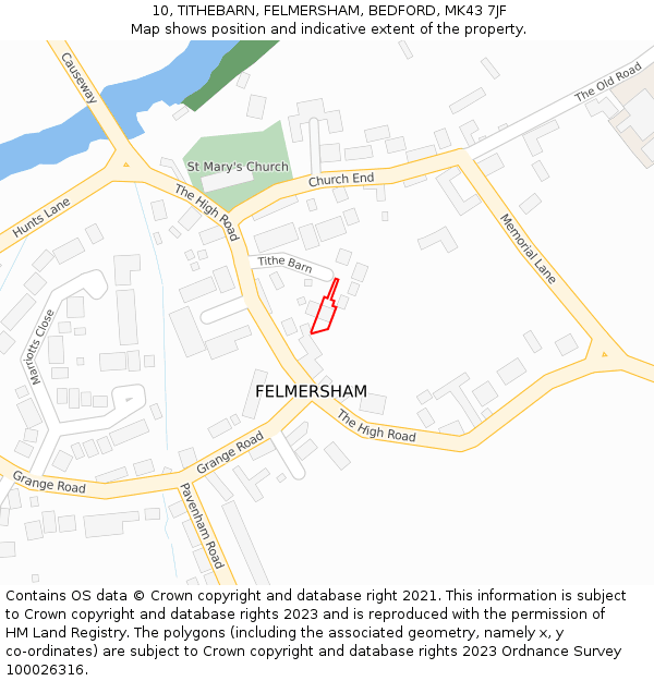 10, TITHEBARN, FELMERSHAM, BEDFORD, MK43 7JF: Location map and indicative extent of plot