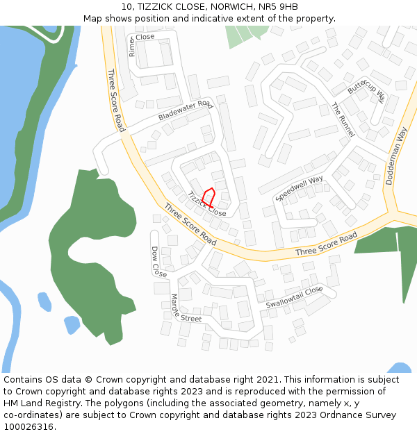 10, TIZZICK CLOSE, NORWICH, NR5 9HB: Location map and indicative extent of plot