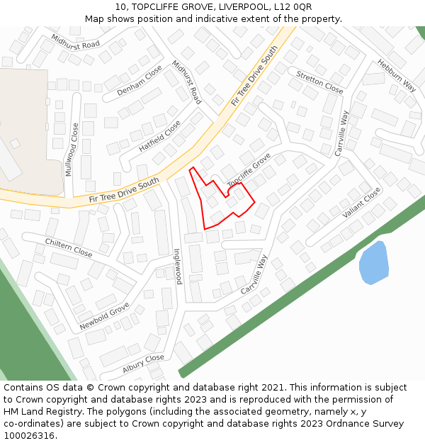 10, TOPCLIFFE GROVE, LIVERPOOL, L12 0QR: Location map and indicative extent of plot