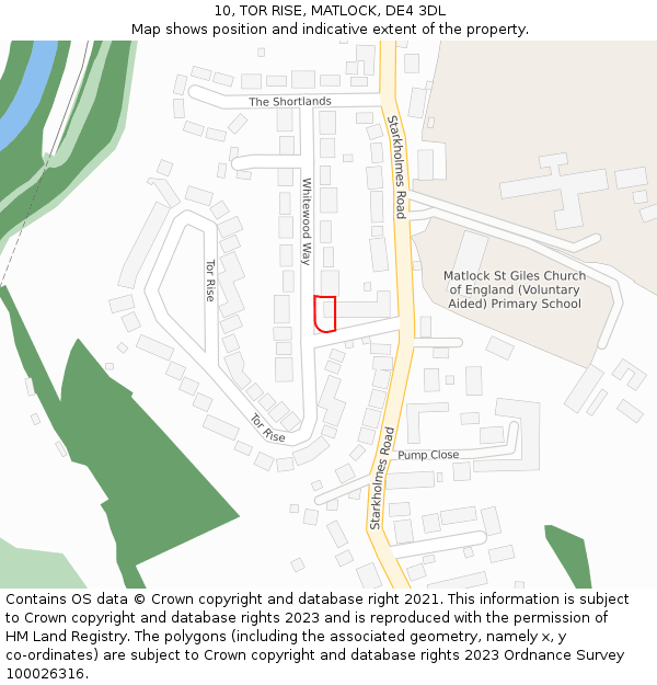 10, TOR RISE, MATLOCK, DE4 3DL: Location map and indicative extent of plot