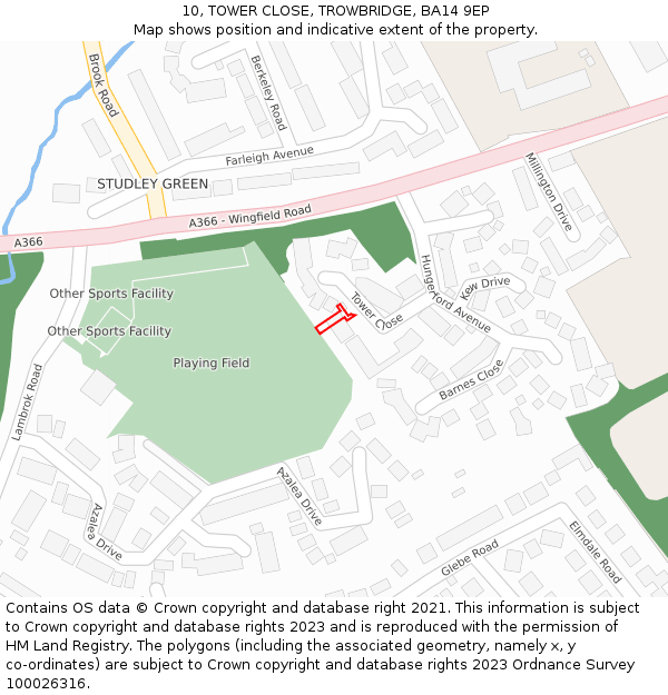 10, TOWER CLOSE, TROWBRIDGE, BA14 9EP: Location map and indicative extent of plot