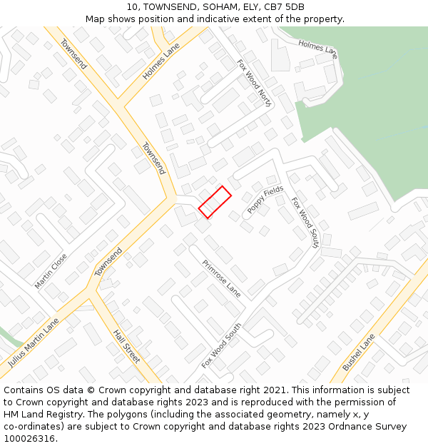 10, TOWNSEND, SOHAM, ELY, CB7 5DB: Location map and indicative extent of plot