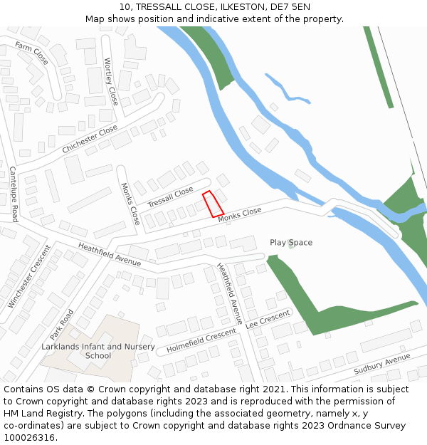 10, TRESSALL CLOSE, ILKESTON, DE7 5EN: Location map and indicative extent of plot