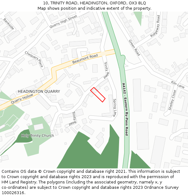 10, TRINITY ROAD, HEADINGTON, OXFORD, OX3 8LQ: Location map and indicative extent of plot