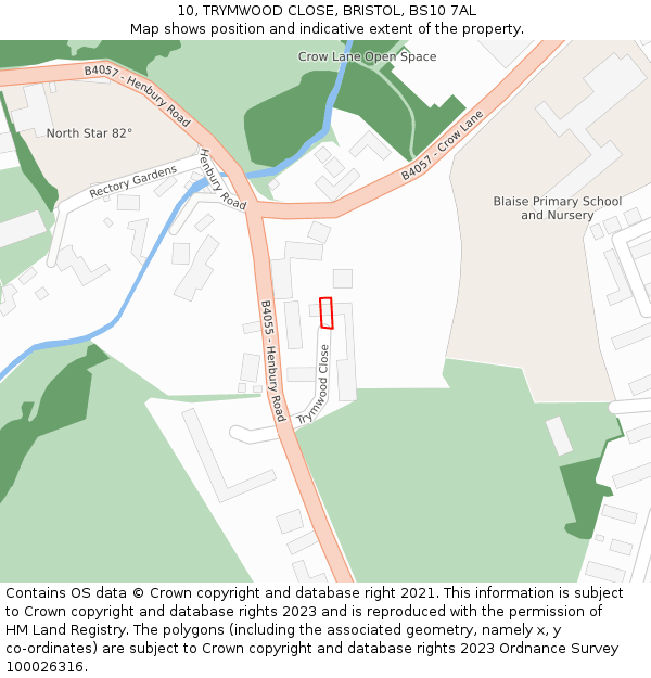 10, TRYMWOOD CLOSE, BRISTOL, BS10 7AL: Location map and indicative extent of plot