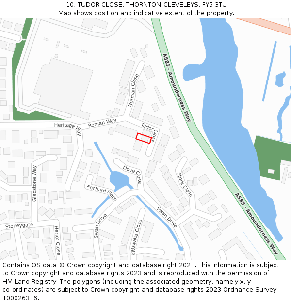 10, TUDOR CLOSE, THORNTON-CLEVELEYS, FY5 3TU: Location map and indicative extent of plot