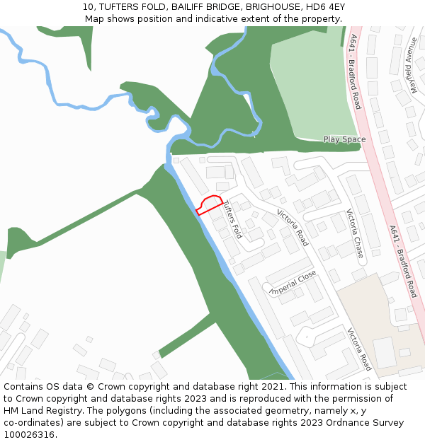 10, TUFTERS FOLD, BAILIFF BRIDGE, BRIGHOUSE, HD6 4EY: Location map and indicative extent of plot