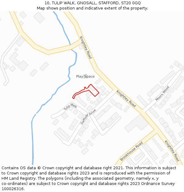 10, TULIP WALK, GNOSALL, STAFFORD, ST20 0GQ: Location map and indicative extent of plot
