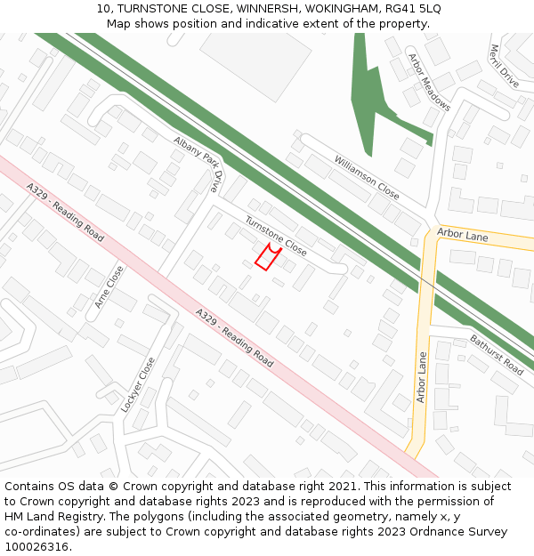 10, TURNSTONE CLOSE, WINNERSH, WOKINGHAM, RG41 5LQ: Location map and indicative extent of plot