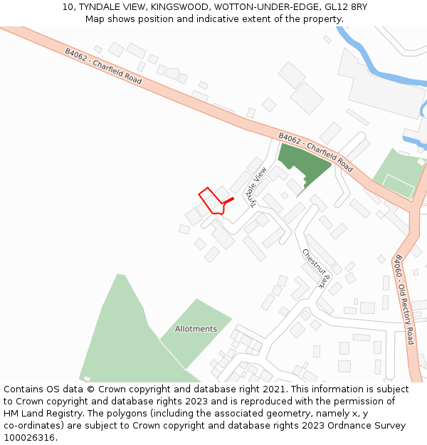 10, TYNDALE VIEW, KINGSWOOD, WOTTON-UNDER-EDGE, GL12 8RY: Location map and indicative extent of plot