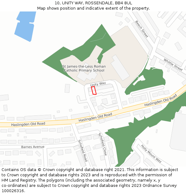 10, UNITY WAY, ROSSENDALE, BB4 8UL: Location map and indicative extent of plot