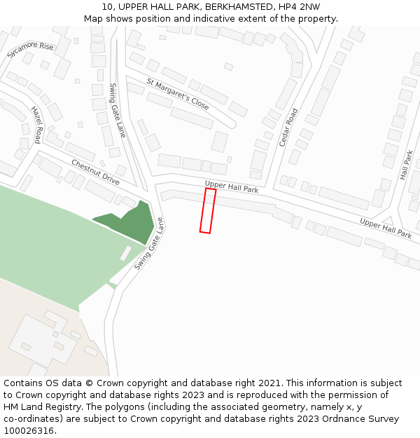 10, UPPER HALL PARK, BERKHAMSTED, HP4 2NW: Location map and indicative extent of plot