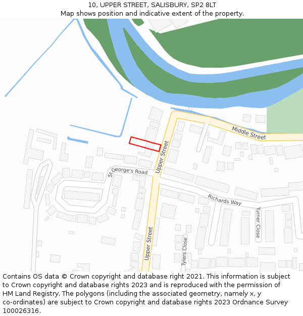 10, UPPER STREET, SALISBURY, SP2 8LT: Location map and indicative extent of plot
