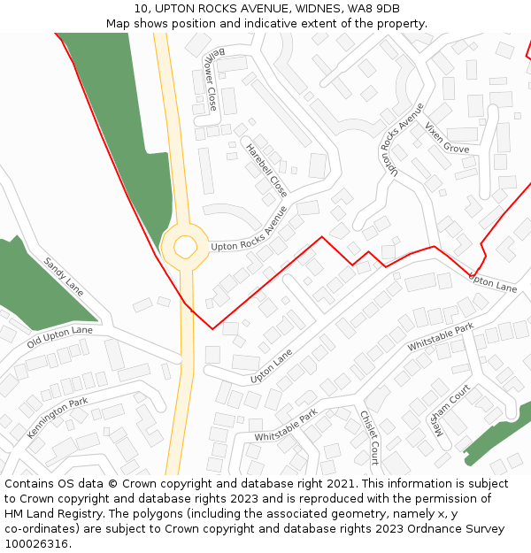 10, UPTON ROCKS AVENUE, WIDNES, WA8 9DB: Location map and indicative extent of plot