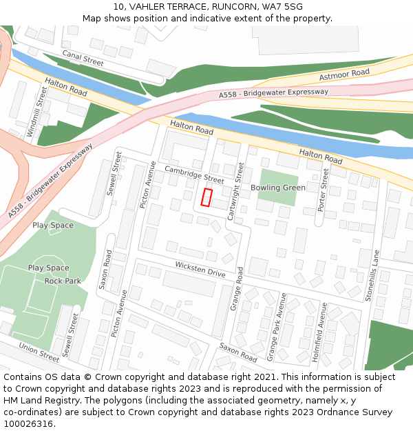 10, VAHLER TERRACE, RUNCORN, WA7 5SG: Location map and indicative extent of plot