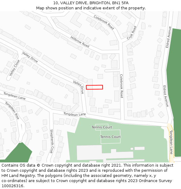 10, VALLEY DRIVE, BRIGHTON, BN1 5FA: Location map and indicative extent of plot