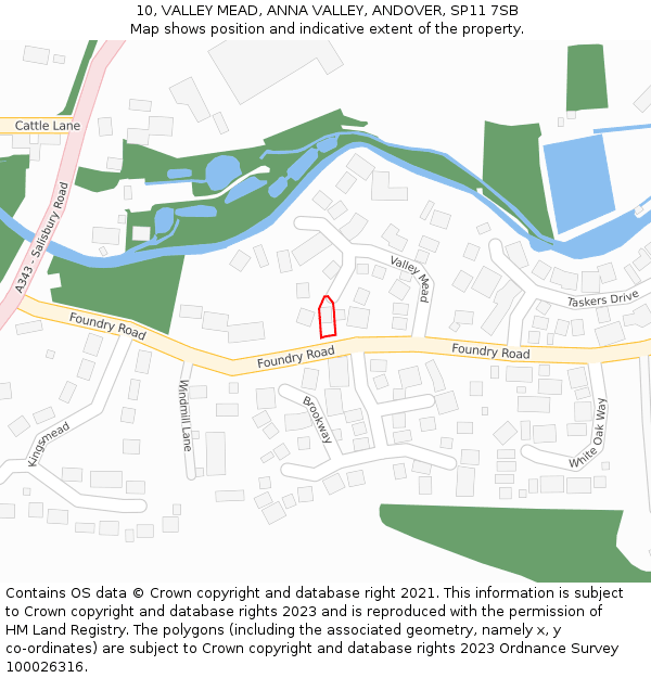 10, VALLEY MEAD, ANNA VALLEY, ANDOVER, SP11 7SB: Location map and indicative extent of plot