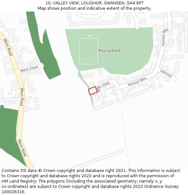 10, VALLEY VIEW, LOUGHOR, SWANSEA, SA4 6PT: Location map and indicative extent of plot