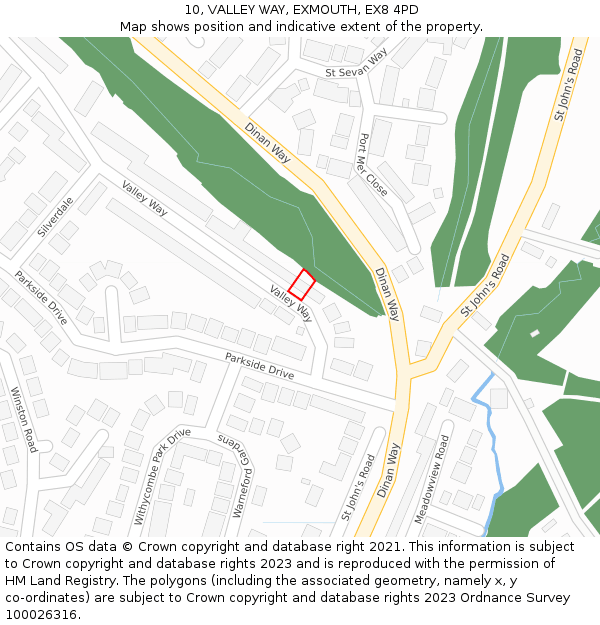 10, VALLEY WAY, EXMOUTH, EX8 4PD: Location map and indicative extent of plot