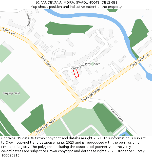 10, VIA DEVANA, MOIRA, SWADLINCOTE, DE12 6BE: Location map and indicative extent of plot