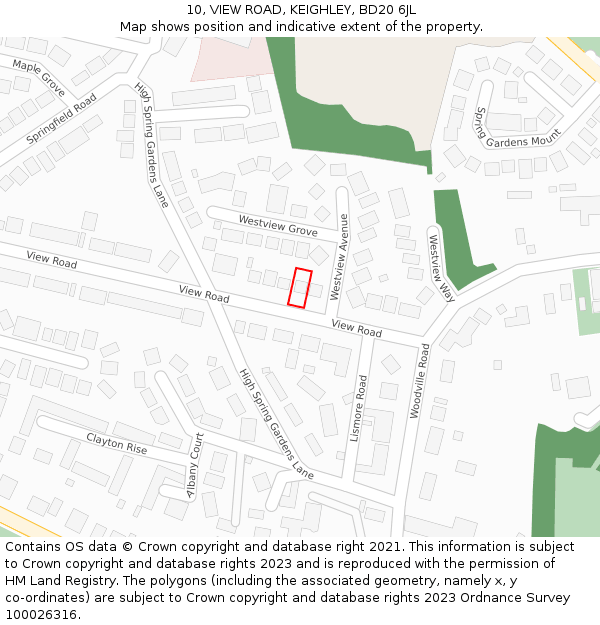 10, VIEW ROAD, KEIGHLEY, BD20 6JL: Location map and indicative extent of plot