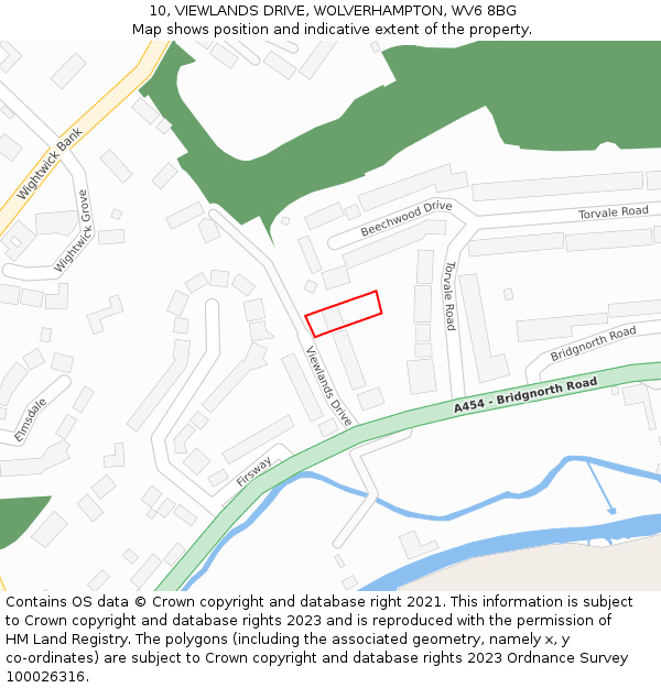 10, VIEWLANDS DRIVE, WOLVERHAMPTON, WV6 8BG: Location map and indicative extent of plot