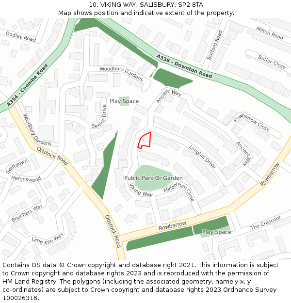 10, VIKING WAY, SALISBURY, SP2 8TA: Location map and indicative extent of plot